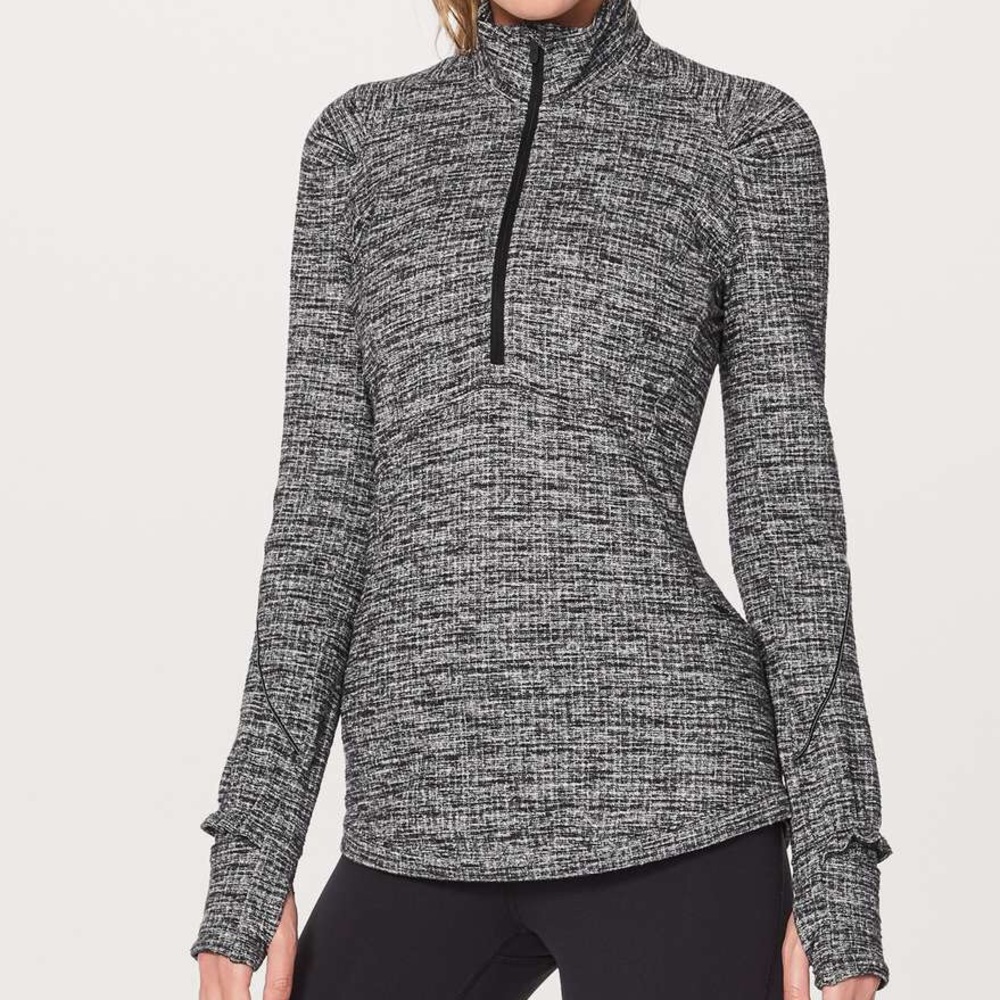 Lululemon Extra Mile 1/2 Zip Black and White Sz 12